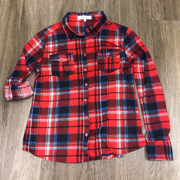 Eden & Olivia Tops - Anthropologie Eden & Olivia Red Flannel, Medium